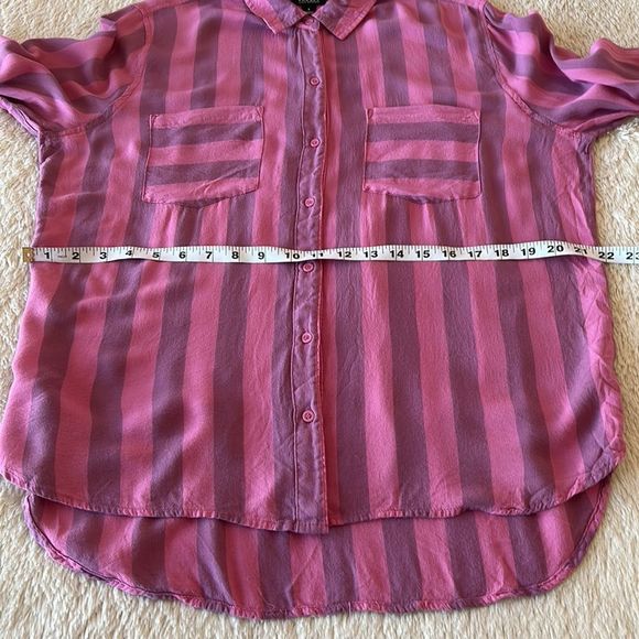 Ana pink and purple striped button up blouse - Picture 10 of 16